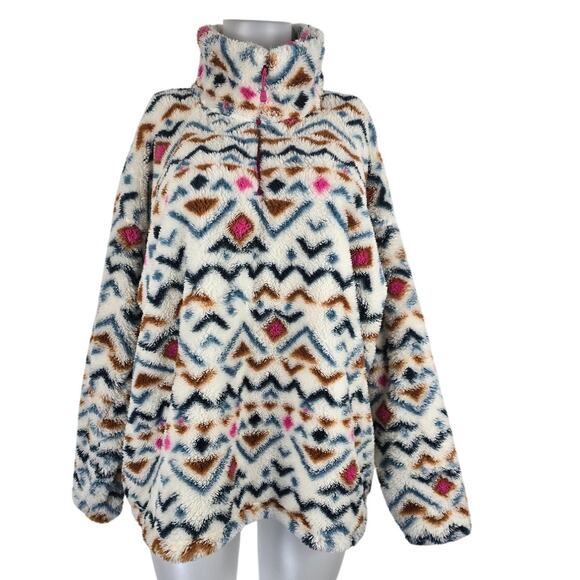 Eddie Bauer Multi Color Aztech Pullover 1/4 Zip Jacket Women's XXL - Picture 1 of 4